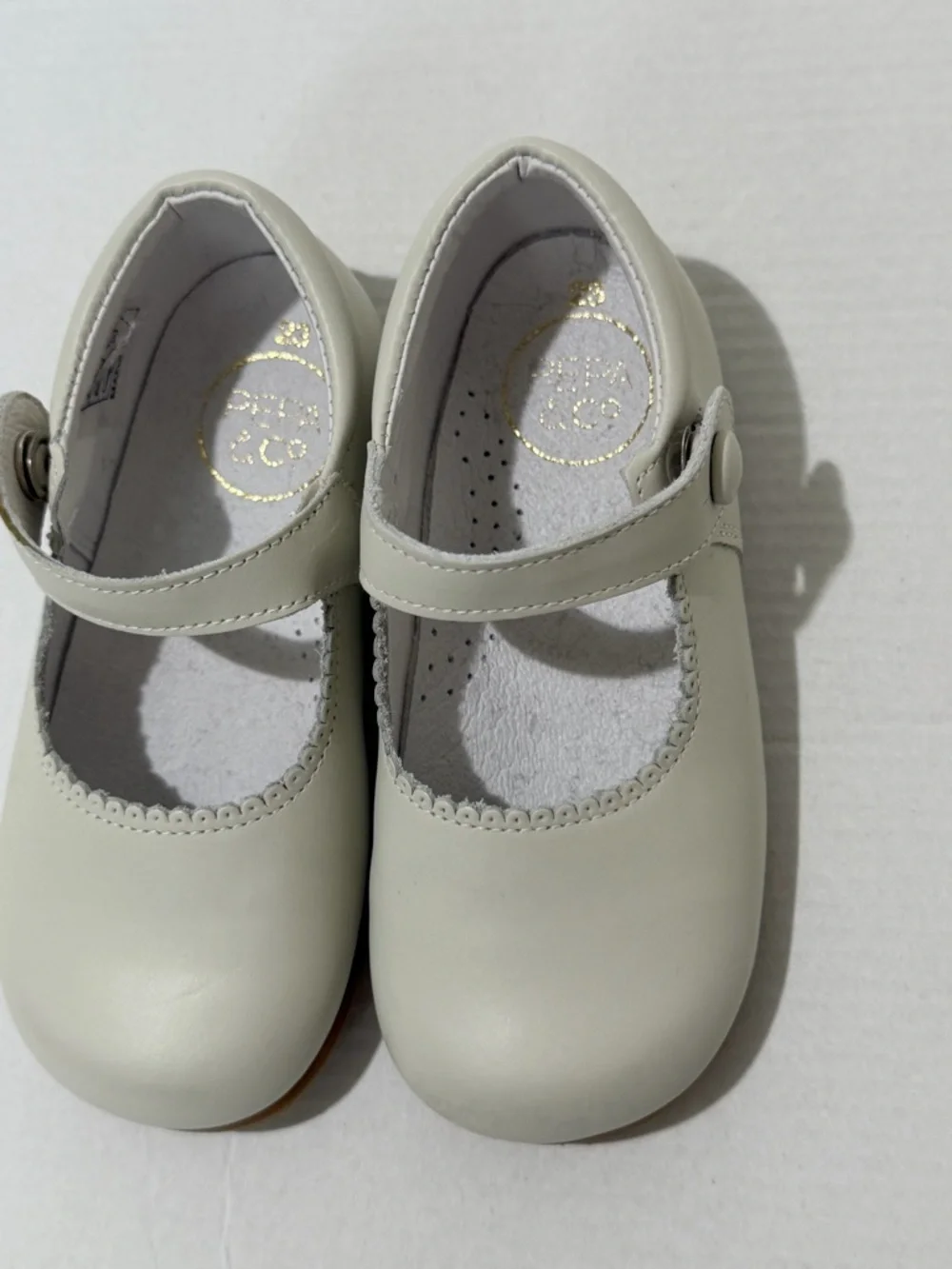 Peppa London Ivory Mary Jane Leather Baby Shoes Size 23 EU US 7 NWOT